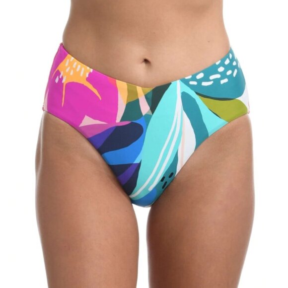 La Blanca 'Eclectic Shore' V-Front High-Waist Bikini Swimsuit Bottom, Multicolor - Picture 1 of 2